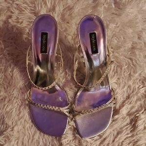 Style&co silver glittery bareback 4" heels, worn once, 10m